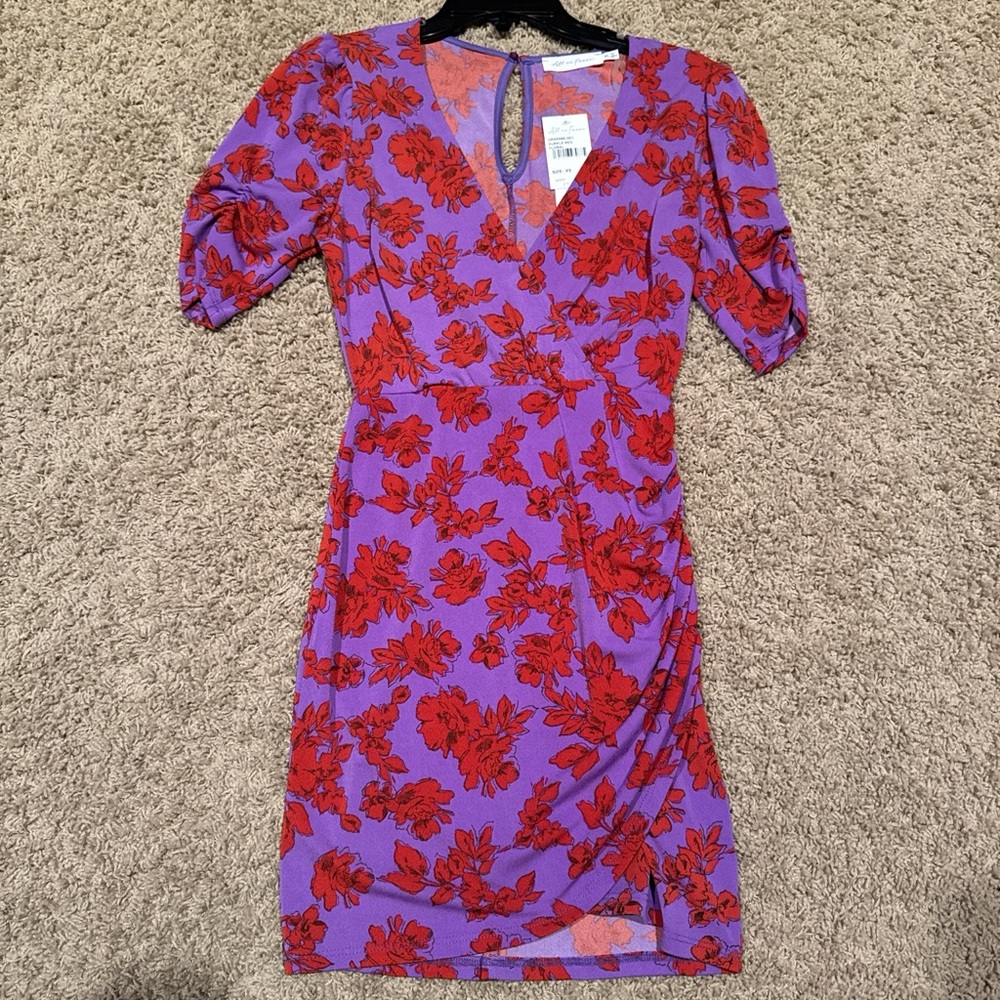 All in Favor Red and Purple Floral Mini Dress